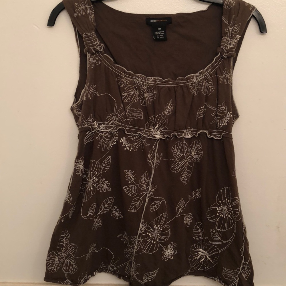 Brown with white flowers blouse